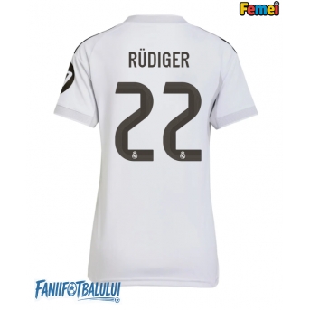 Real Madrid Antonio Rudiger #22 Tricou Fotbal Replică 2025-26 Femei Acasa